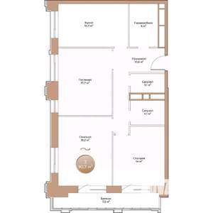 3-к квартира, вторичка, 91м2, 13/24 этаж