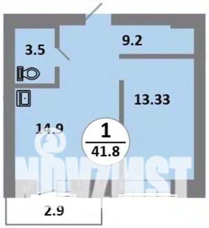 2-к квартира, строящийся дом, 41м2, 11/14 этаж