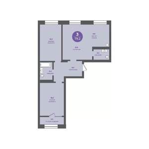 3-к квартира, вторичка, 79м2, 4/24 этаж