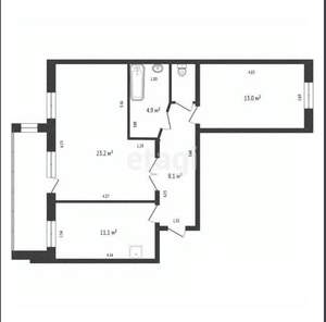 2-к квартира, вторичка, 62м2, 7/10 этаж