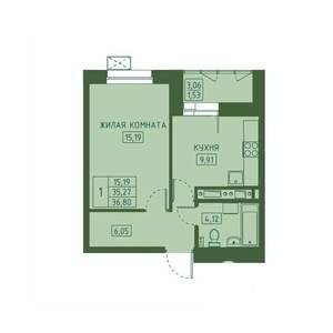 1-к квартира, вторичка, 37м2, 8/23 этаж