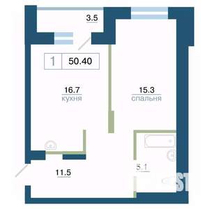 1-к квартира, вторичка, 50м2, 4/24 этаж