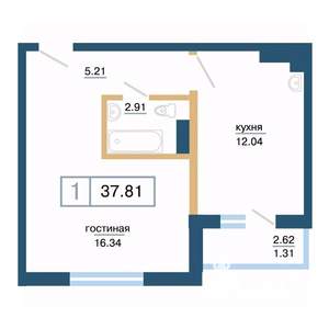 1-к квартира, вторичка, 38м2, 2/17 этаж