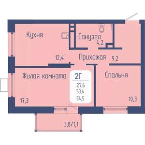 2-к квартира, вторичка, 55м2, 17/21 этаж
