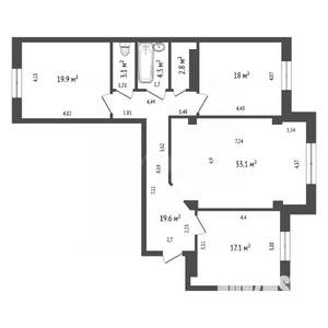 3-к квартира, вторичка, 118м2, 3/10 этаж