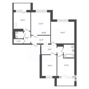 4-к квартира, вторичка, 107м2, 4/17 этаж