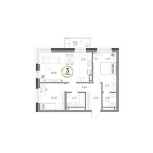 3-к квартира, вторичка, 67м2, 6/9 этаж
