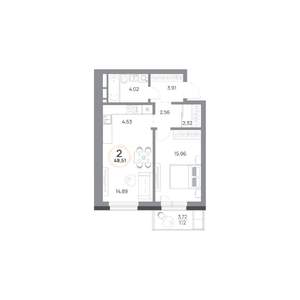 2-к квартира, вторичка, 49м2, 4/9 этаж