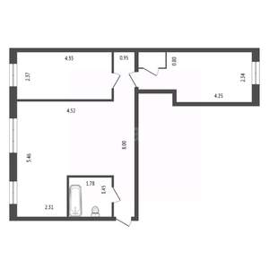 3-к квартира, вторичка, 54м2, 2/4 этаж