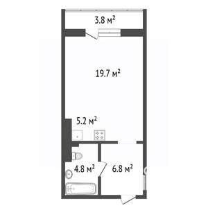 Студия квартира, вторичка, 38м2, 7/17 этаж