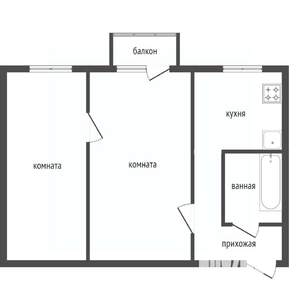 2-к квартира, вторичка, 47м2, 5/5 этаж