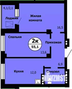 2-к квартира, строящийся дом, 55м2, 9/24 этаж