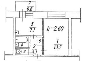 1-к квартира, вторичка, 28м2, 4/9 этаж