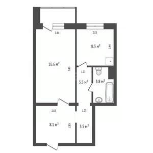 1-к квартира, вторичка, 44м2, 3/17 этаж