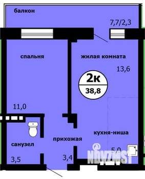 2-к квартира, строящийся дом, 39м2, 3/9 этаж
