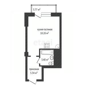 Студия квартира, вторичка, 28м2, 7/25 этаж