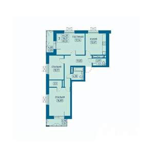 3-к квартира, вторичка, 81м2, 12/20 этаж