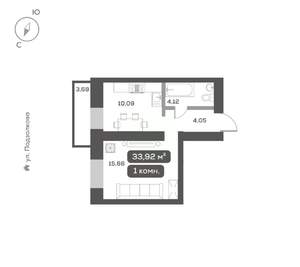 1-к квартира, вторичка, 34м2, 10/16 этаж