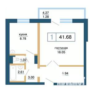 1-к квартира, вторичка, 42м2, 2/17 этаж