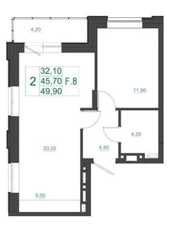 2-к квартира, вторичка, 50м2, 11/17 этаж