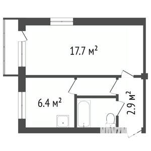 1-к квартира, вторичка, 32м2, 5/5 этаж