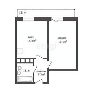 1-к квартира, вторичка, 38м2, 23/25 этаж