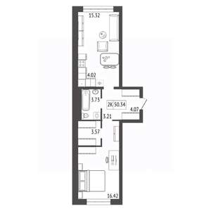 2-к квартира, вторичка, 50м2, 5/17 этаж
