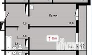 1-к квартира, вторичка, 50м2, 16/17 этаж