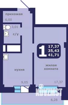 1-к квартира, строящийся дом, 42м2, 10/25 этаж