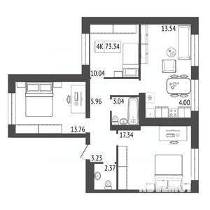 4-к квартира, вторичка, 74м2, 3/17 этаж