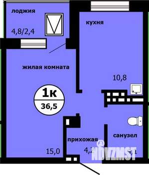 1-к квартира, вторичка, 36м2, 16/19 этаж