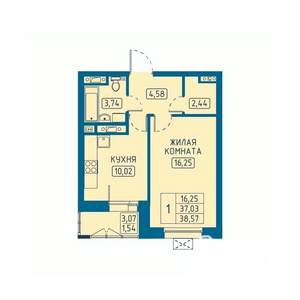 1-к квартира, вторичка, 39м2, 13/20 этаж