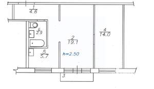 2-к квартира, вторичка, 47м2, 3/5 этаж