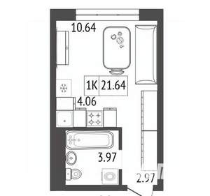 1-к квартира, вторичка, 22м2, 14/17 этаж