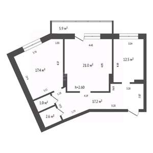 2-к квартира, вторичка, 72м2, 10/12 этаж