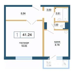 1-к квартира, строящийся дом, 41м2, 11/17 этаж