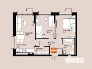 3-к квартира, вторичка, 52м2, 8/17 этаж