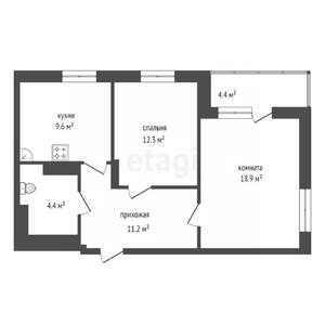 2-к квартира, сданный дом, 57м2, 5/17 этаж