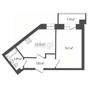 1-к квартира, вторичка, 40м2, 8/9 этаж