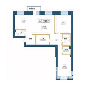 3-к квартира, вторичка, 105м2, 2/7 этаж