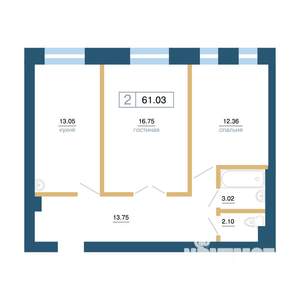 2-к квартира, вторичка, 59м2, 2/7 этаж
