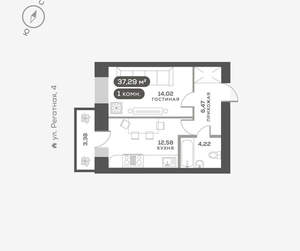 1-к квартира, вторичка, 37м2, 8/16 этаж
