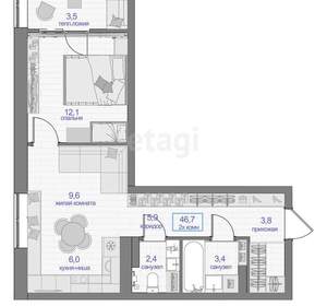 2-к квартира, вторичка, 47м2, 21/24 этаж