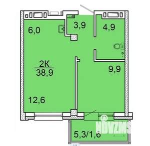 2-к квартира, строящийся дом, 38м2, 2/24 этаж