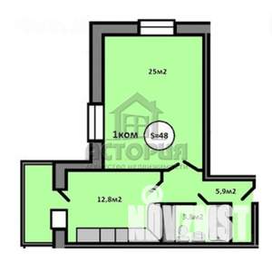 1-к квартира, вторичка, 48м2, 18/25 этаж