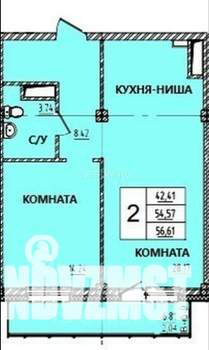 2-к квартира, строящийся дом, 57м2, 11/15 этаж