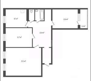 3-к квартира, вторичка, 76м2, 5/9 этаж