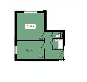 1-к квартира, строящийся дом, 42м2, 1/17 этаж