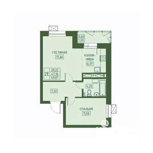 2-к квартира, вторичка, 49м2, 3/23 этаж