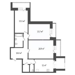 3-к квартира, вторичка, 82м2, 6/9 этаж